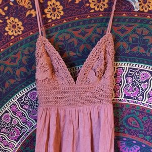 Urban Outfitters Pink Lace Cotton Romper